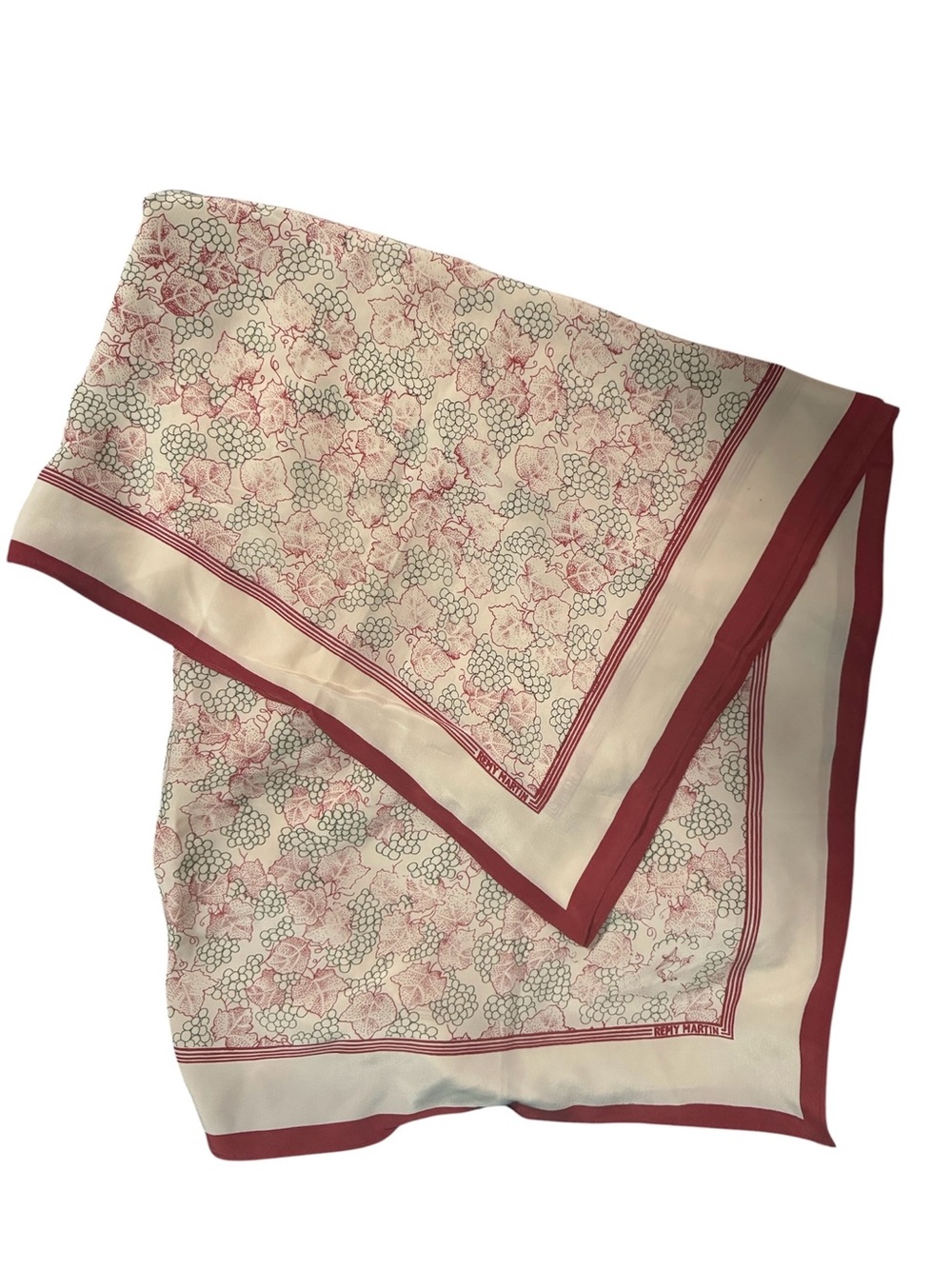 Vintage Remy Martin Silk Grape Leaf Scarf Burgundy
